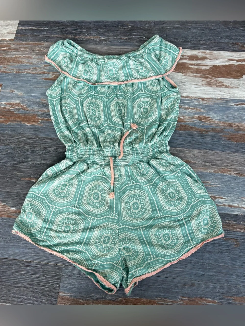 Matilda Jane Girls Mint Geometric Girls' Romper size 12